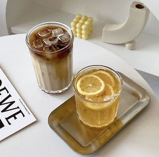 Korean Ins Style Large Capacity Cold Brew Glass Water Cup Creative Breakfast 550ml 400ml Milk Cup