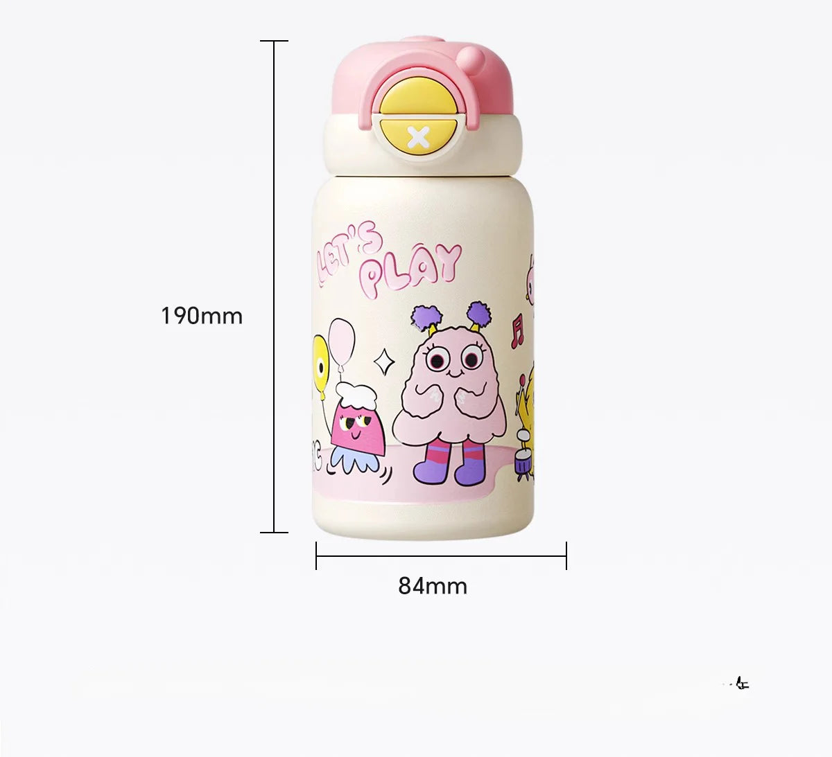 550ml Children's Stainless Steel Double Wall Vacuum Insulated Thermos Water Cup Cartoon Design Leak-Proof Cap 6-12 Hours Thermal
