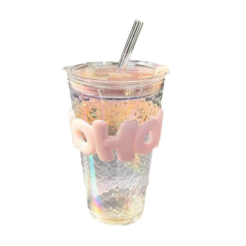 INS Style Creative Portable Glass Water Cup Drinkware with  Back to School Souvenir Gift