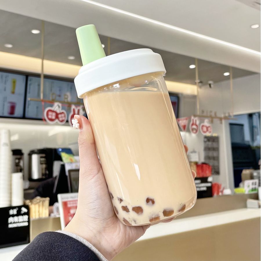500ml Large Capacity Boba Cup BPA-Free Reusable Plastic Drinking Bottle with Straw Custom for Milk Tea Shop Outdoor Travel