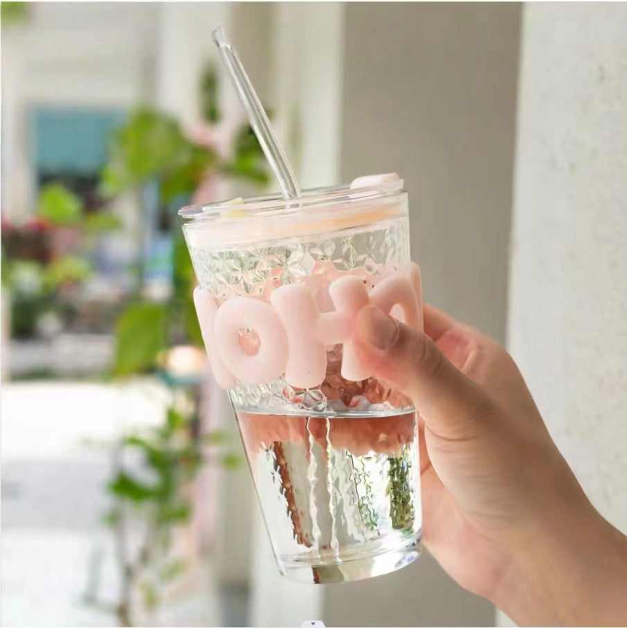 INS Style Creative Portable Glass Water Cup Drinkware with  Back to School Souvenir Gift