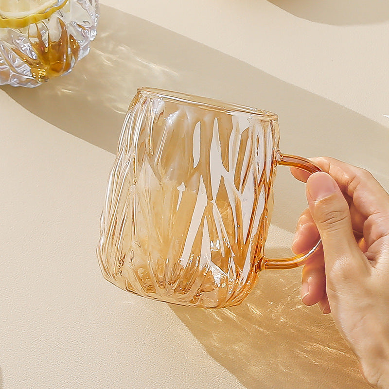 High Appearance Heat-resistant High-borosilicate Colorful Glass Coffee Mug with Lid for Office Water & Milk