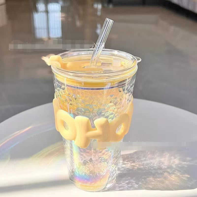 INS Style Creative Portable Glass Water Cup Drinkware with  Back to School Souvenir Gift