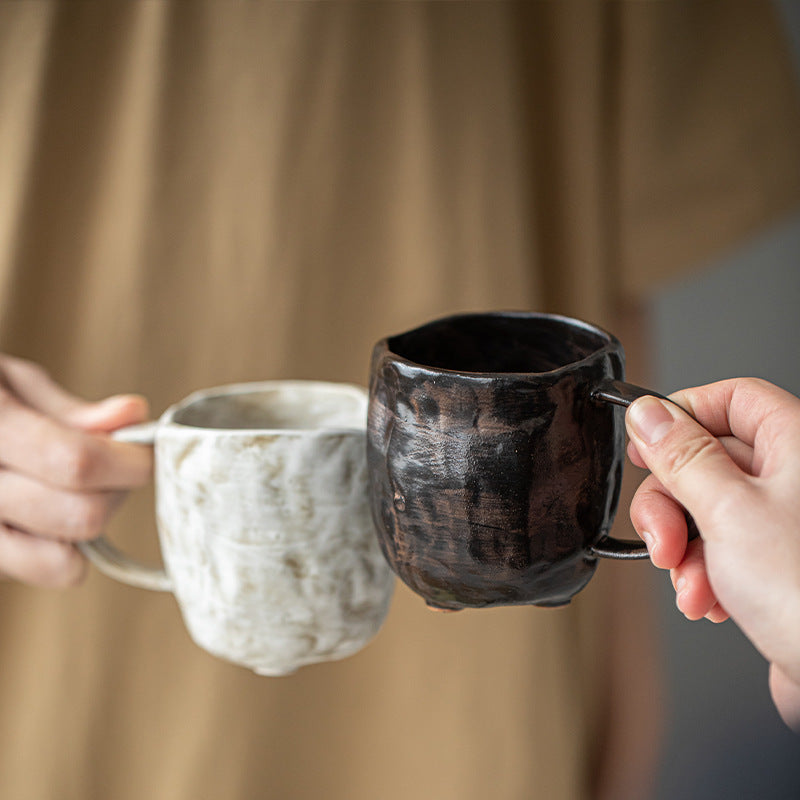 Handmade Vintage Ceramic Tea Cup Stone Shape Design Glass Water Cup
