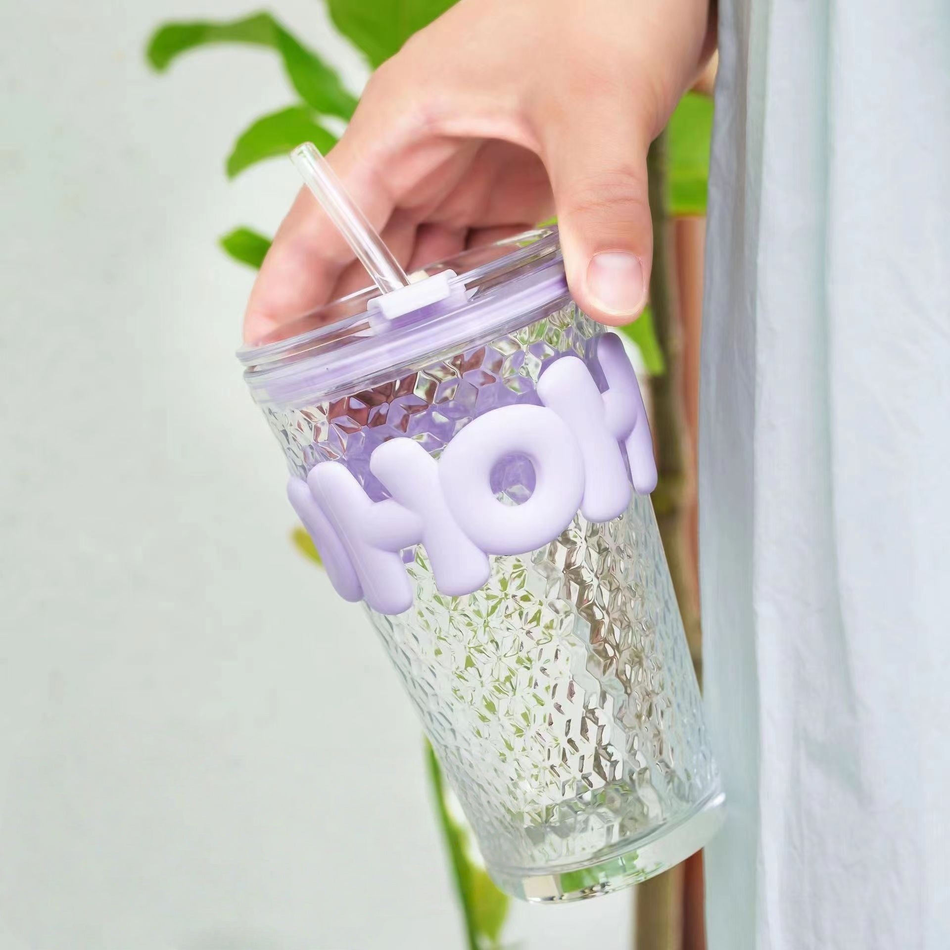 INS Style Creative Portable Glass Water Cup Drinkware with  Back to School Souvenir Gift