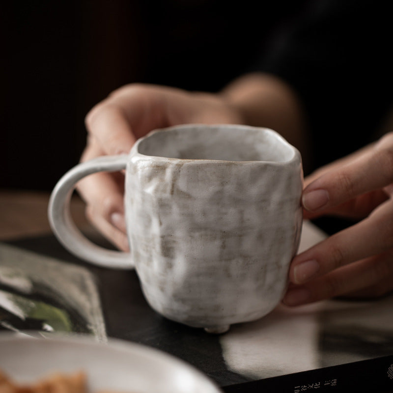 Handmade Vintage Ceramic Tea Cup Stone Shape Design Glass Water Cup